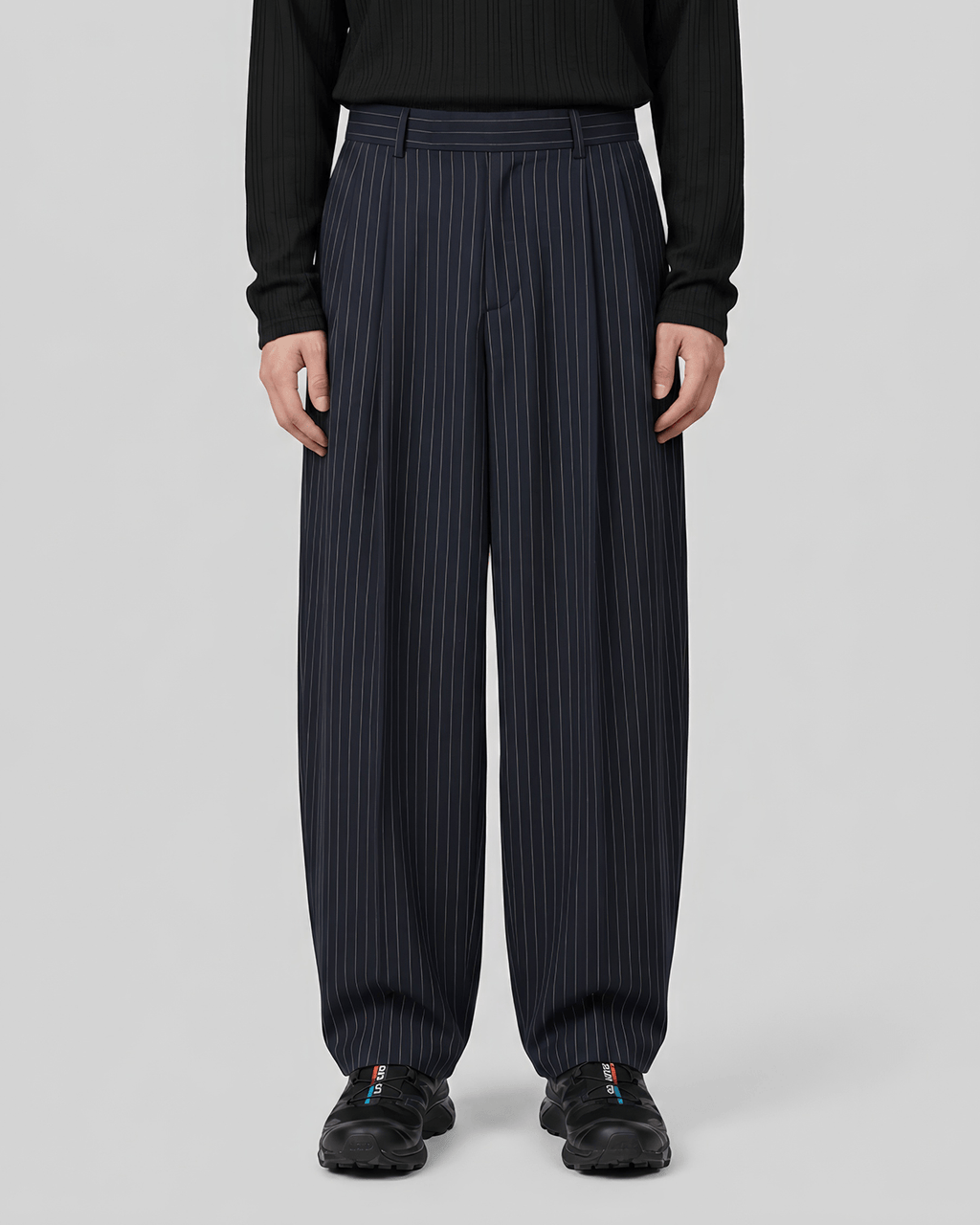 Pleated Striped Wide Pants