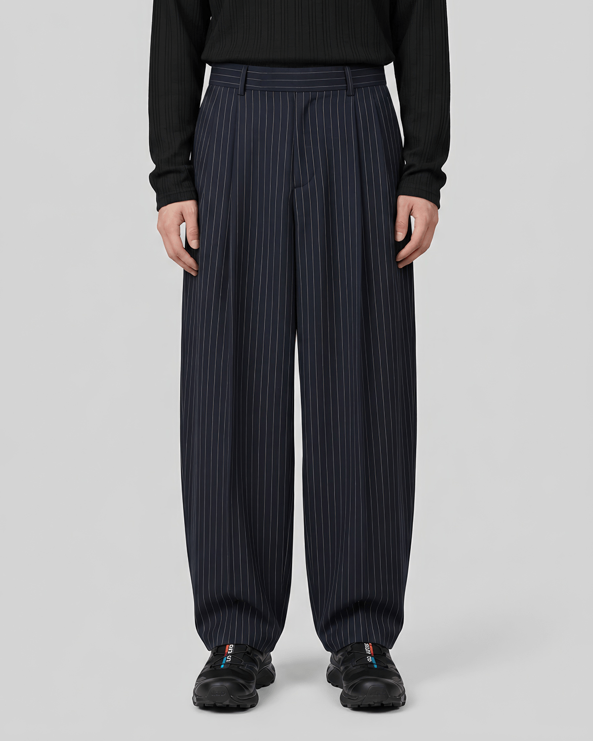 Pleated Striped Wide Pants