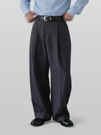 Pleated Wide Pants charcoal – Front view | wide-leg / pleated / relaxed tailoring | UNPROVEN