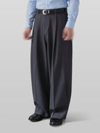 Pleated Wide Pants charcoal – Detail | wide-leg / pleated / relaxed tailoring | UNPROVEN
