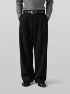 Pleated Wide Pants black – Front view | wide-leg / pleated / relaxed tailoring | UNPROVEN