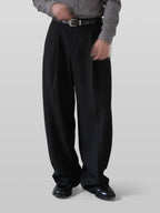 Pleated Wide Pants black – Detail | wide-leg / pleated / relaxed tailoring | UNPROVEN