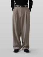 Pleated Wide Pants beige – Front view | wide-leg / pleated / relaxed tailoring | UNPROVEN