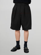 Wide Shorts Black front - cleanfit minimal - UNPROVEN