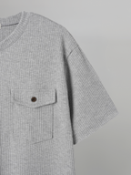 Pocket Henley T-Shirt Gray-1 front - cleanfit minimal - UNPROVEN