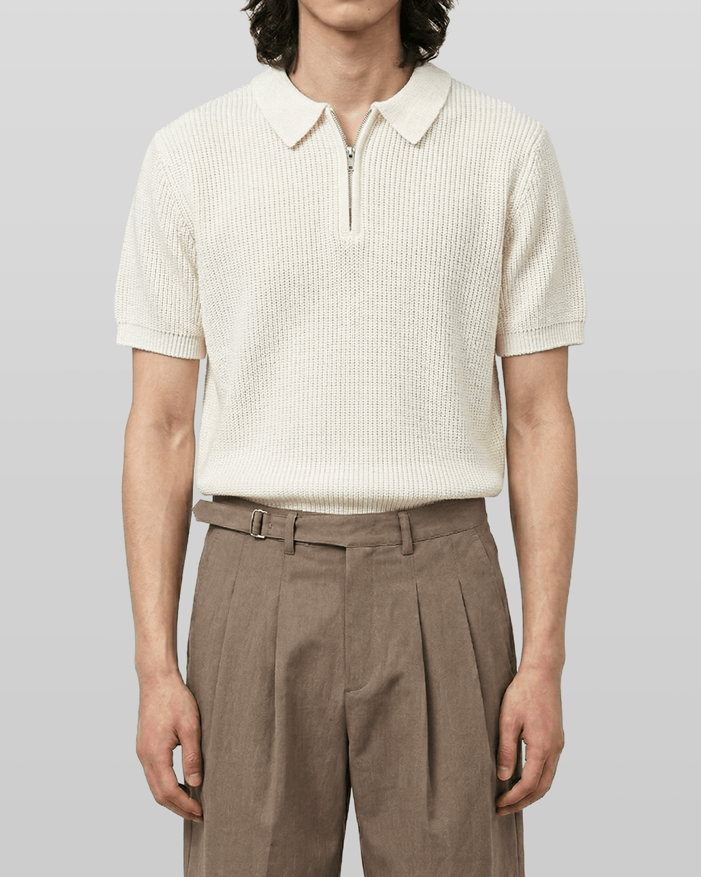 Quarter-Zip Collar Knit Top