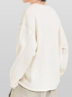 Stitch Waffle T-Shirt Ivory front - cleanfit minimal - UNPROVEN