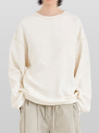 Stitch Waffle T-Shirt Ivory front - cleanfit minimal - UNPROVEN