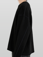 Stitch Waffle T-Shirt Black front - cleanfit minimal - UNPROVEN