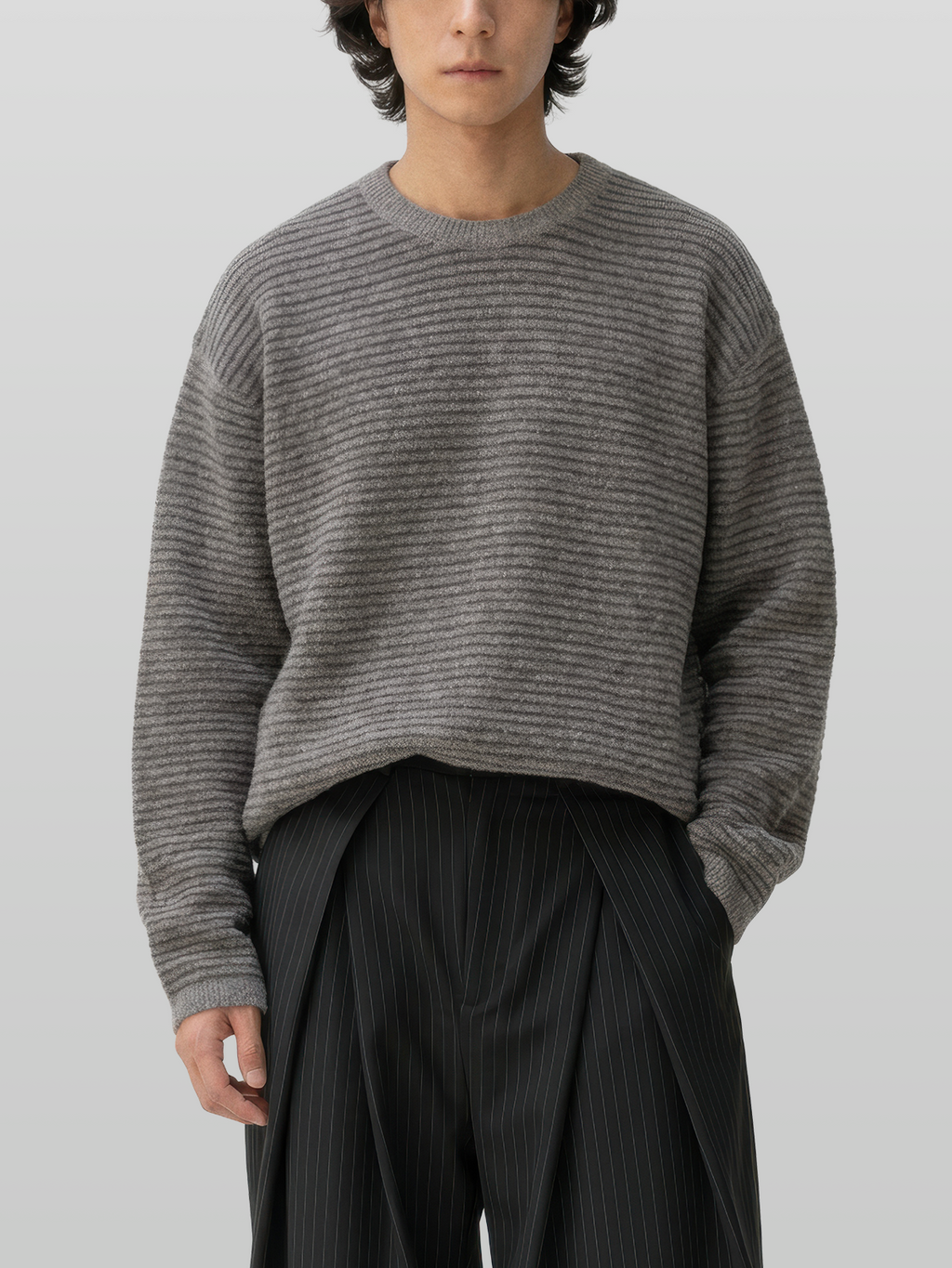 Reversible Wool-Blend Knit Navy