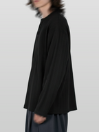 Henley Neck T-Shirt Black front - cleanfit minimal - UNPROVEN