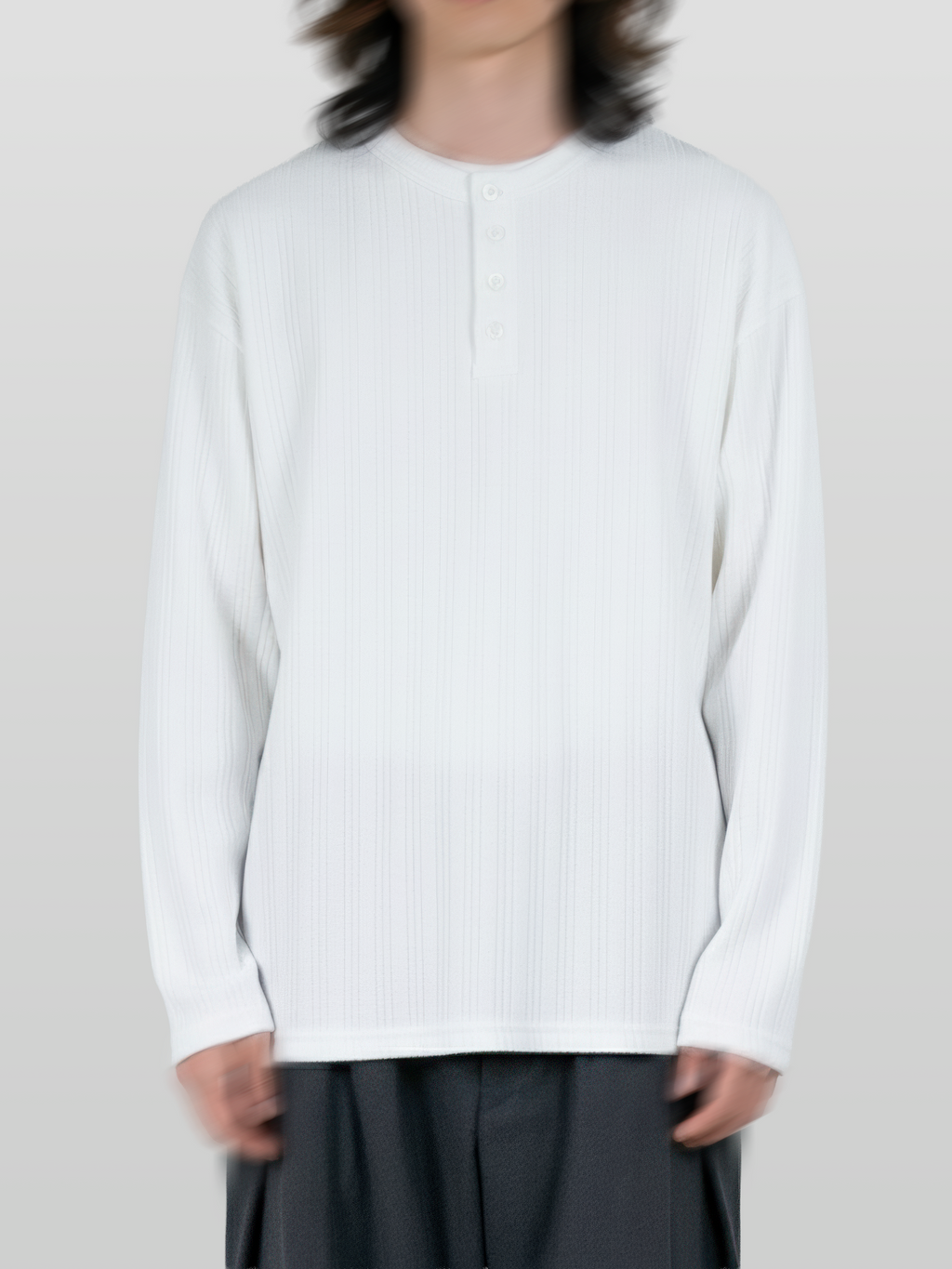 Ribbed Henley Neck T-Shirt