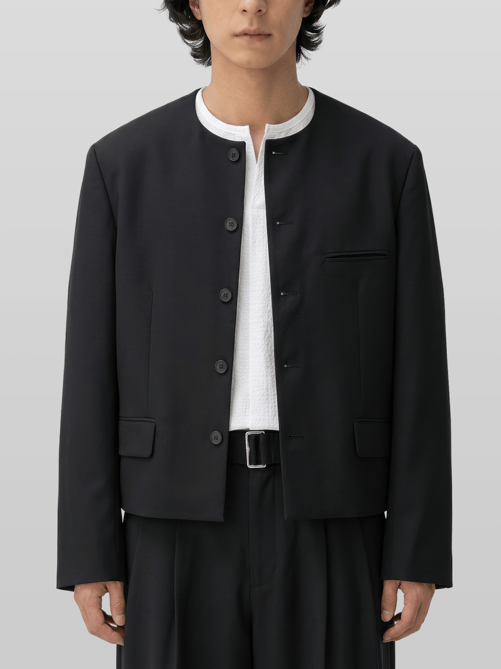 Round Neck Cropped Blazer