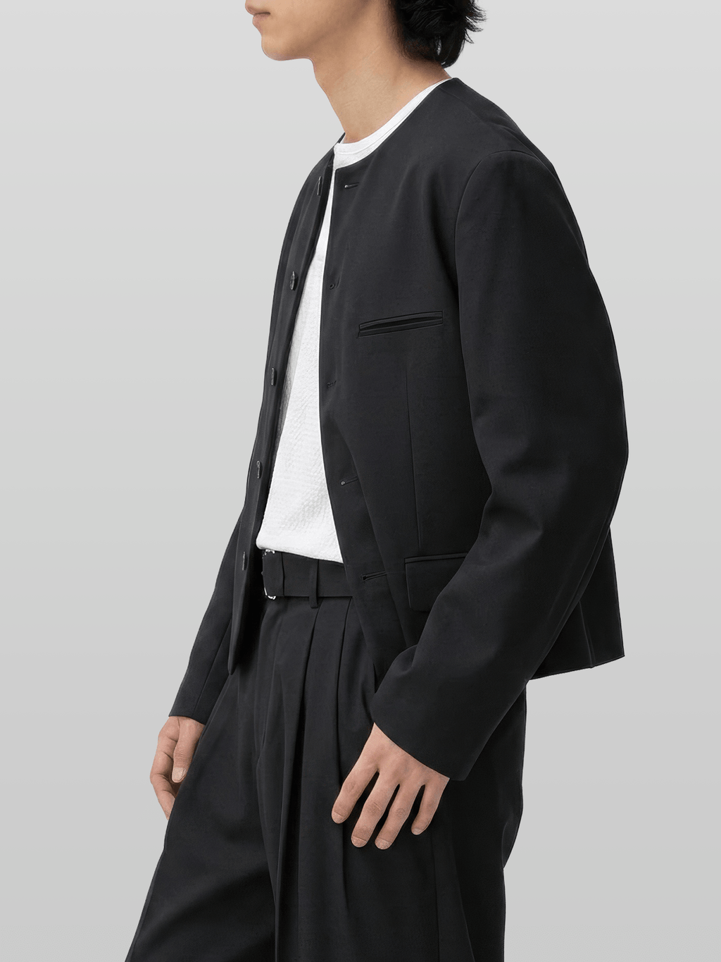 Round Neck Cropped Blazer