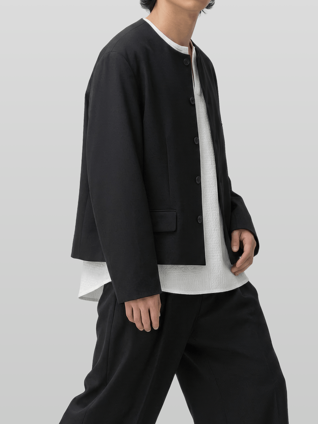 Round Neck Cropped Blazer