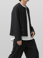 Round Neck Cropped Blazer