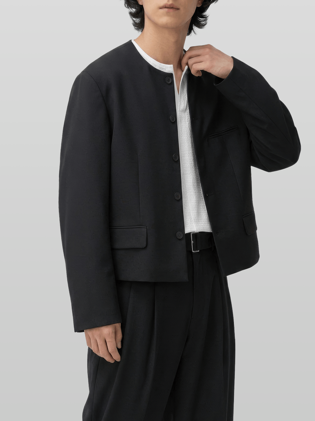 Round Neck Cropped Blazer