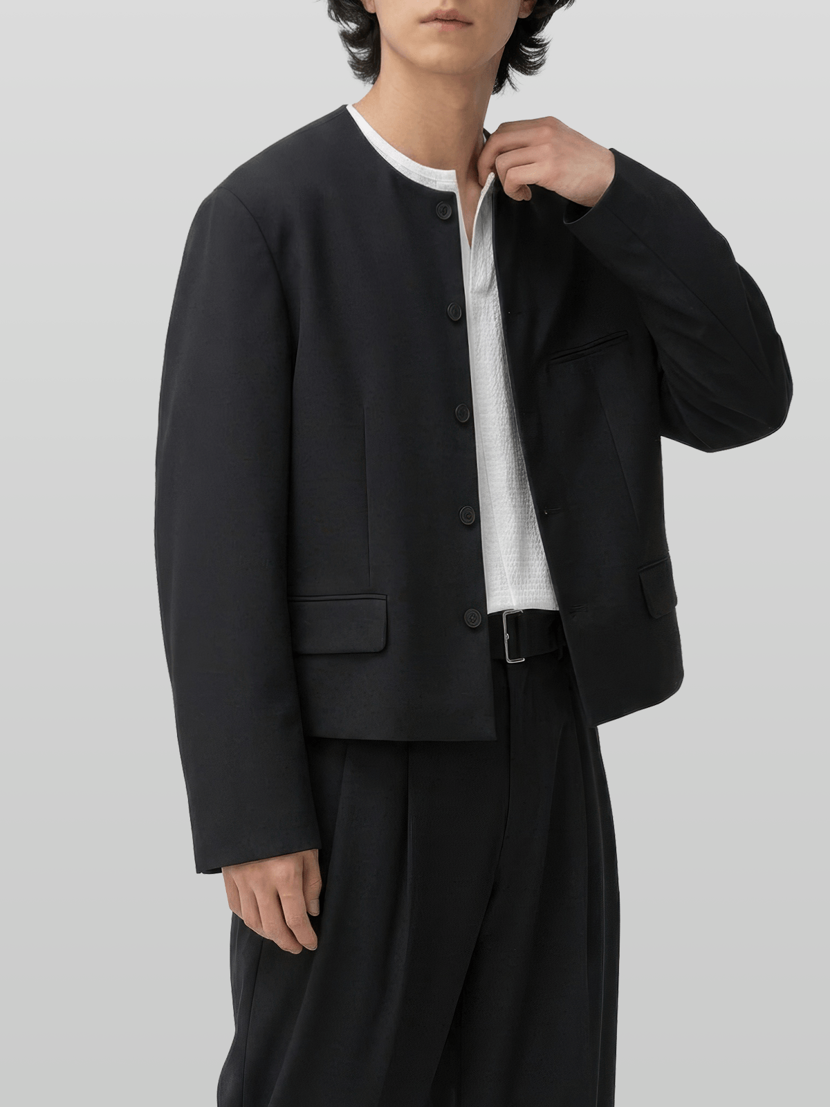 Round Neck Cropped Blazer