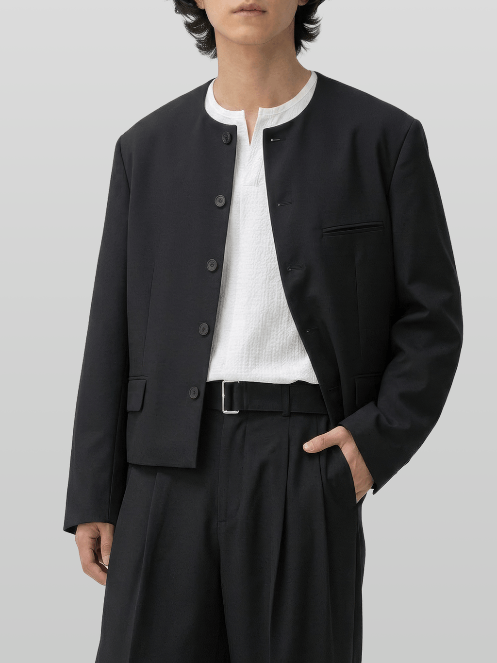 Round Neck Cropped Blazer
