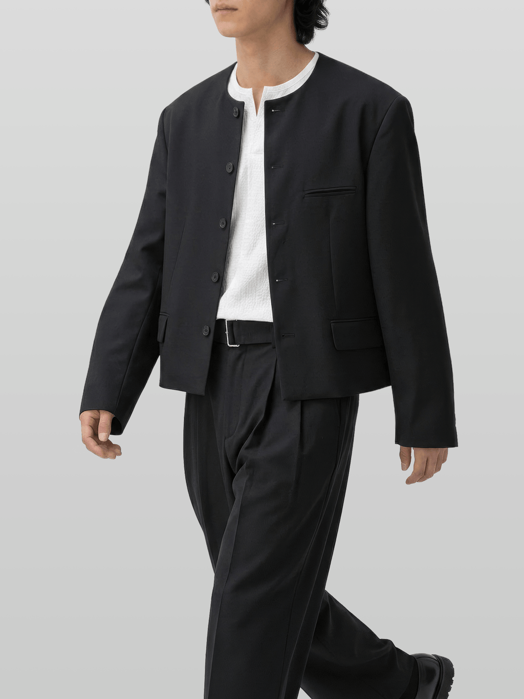 Round Neck Cropped Blazer
