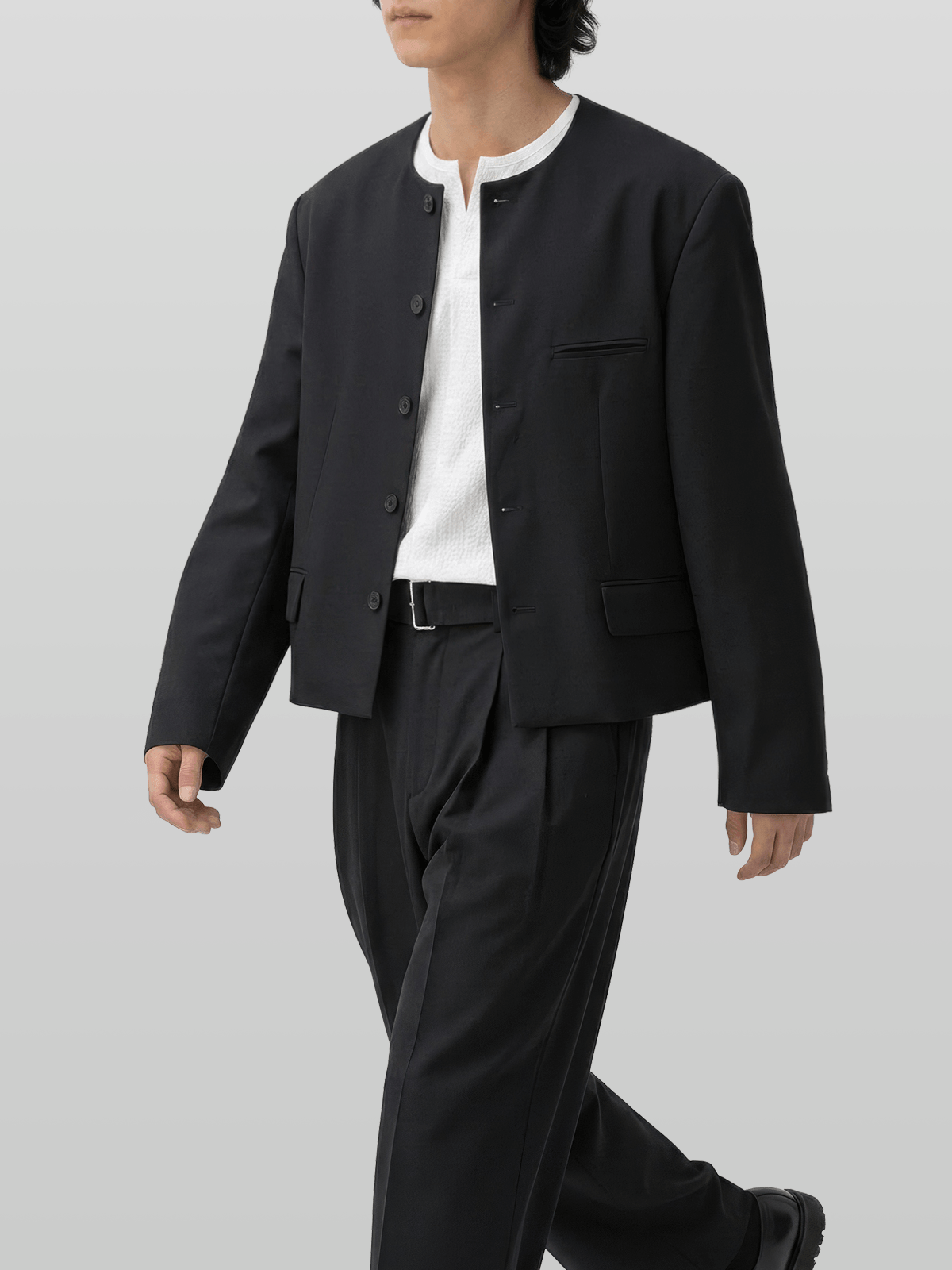 Round Neck Cropped Blazer