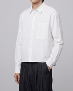 Seersucker Cropped Shirt White