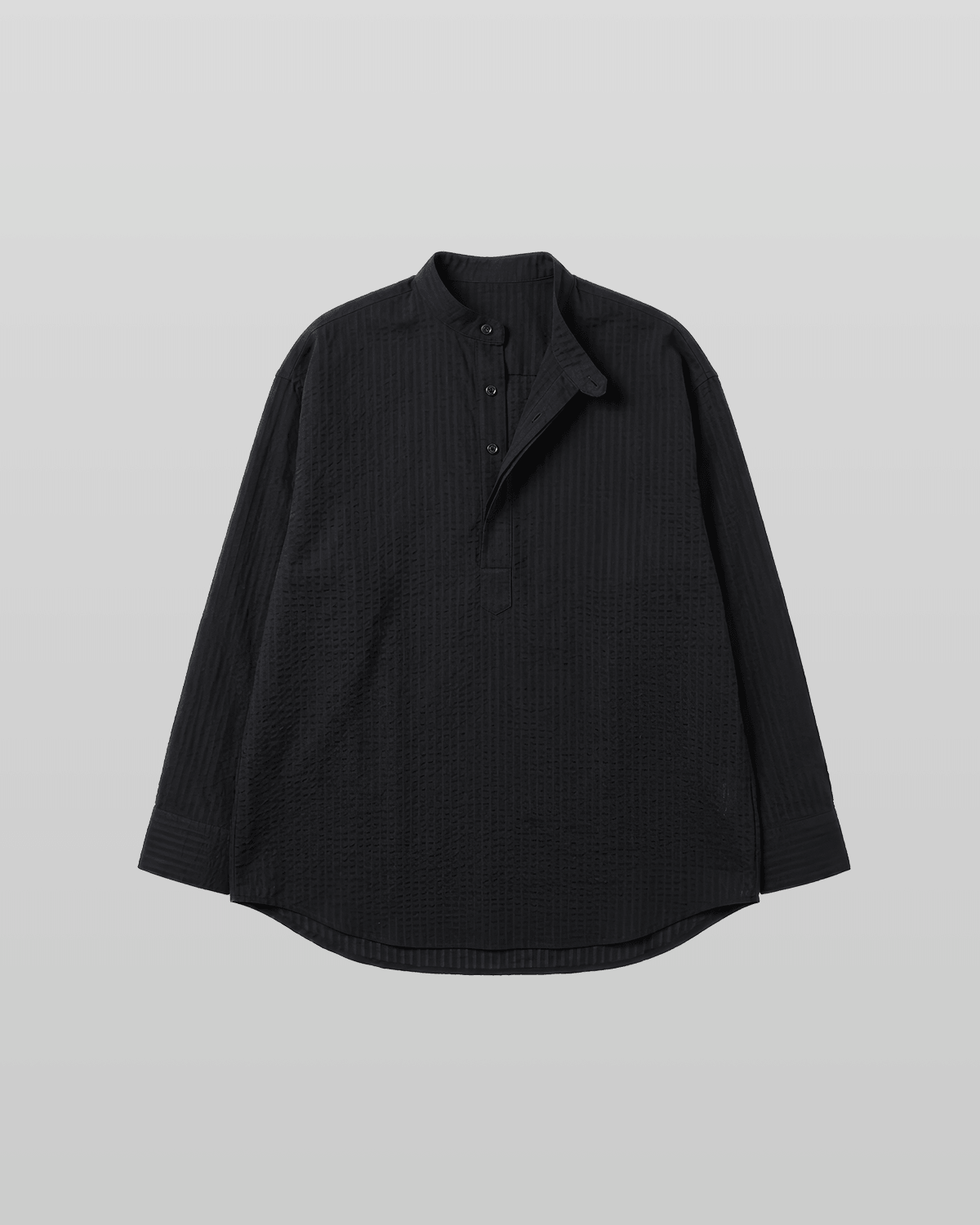 Seersucker Pullover Button-Tab Shirt White