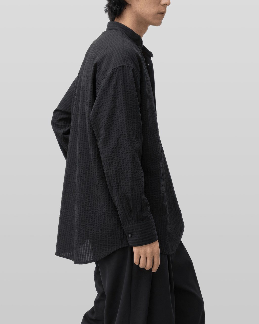 Seersucker Pullover Button-Tab Shirt