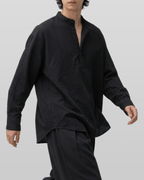 Seersucker Pullover Button-Tab Shirt