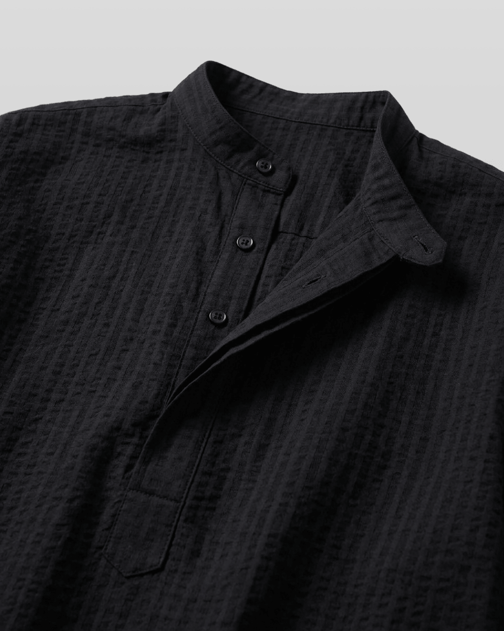Seersucker Pullover Button-Tab Shirt
