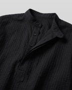 Seersucker Pullover Button-Tab Shirt