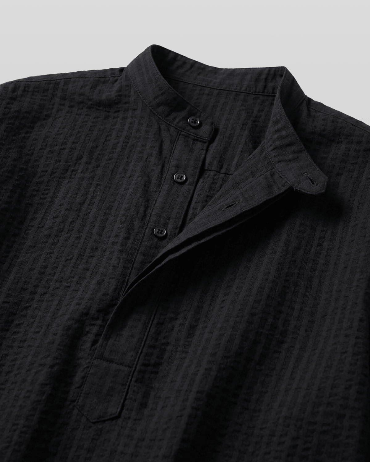 Seersucker Pullover Button-Tab Shirt