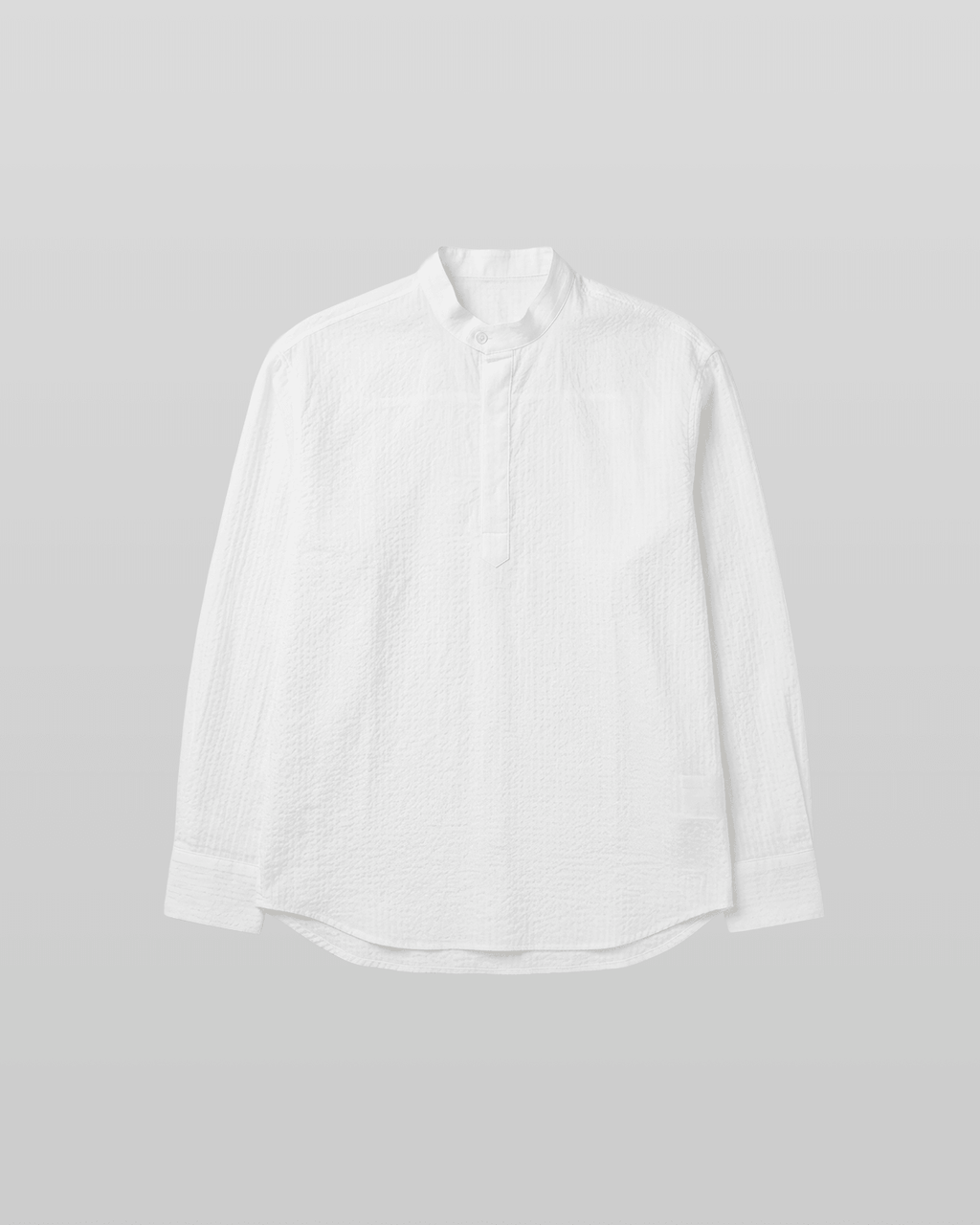 Seersucker Pullover Button-Tab Shirt