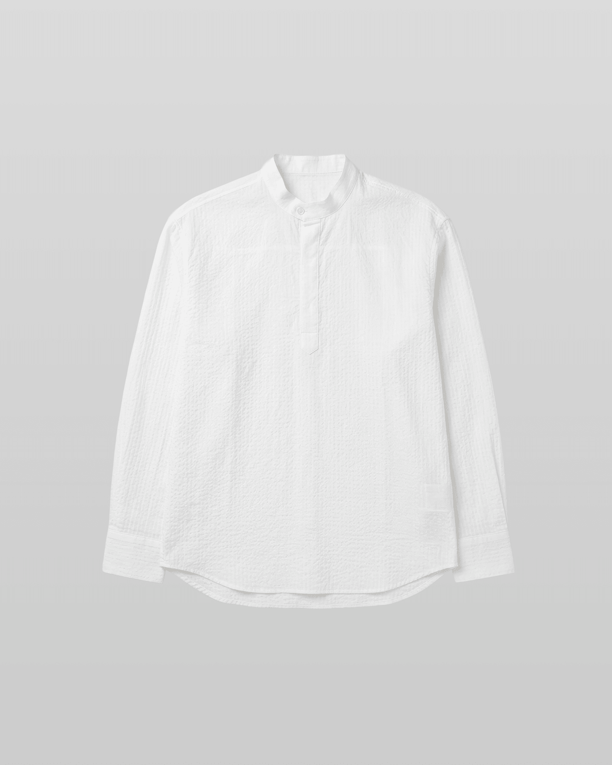 Seersucker Pullover Button-Tab Shirt White