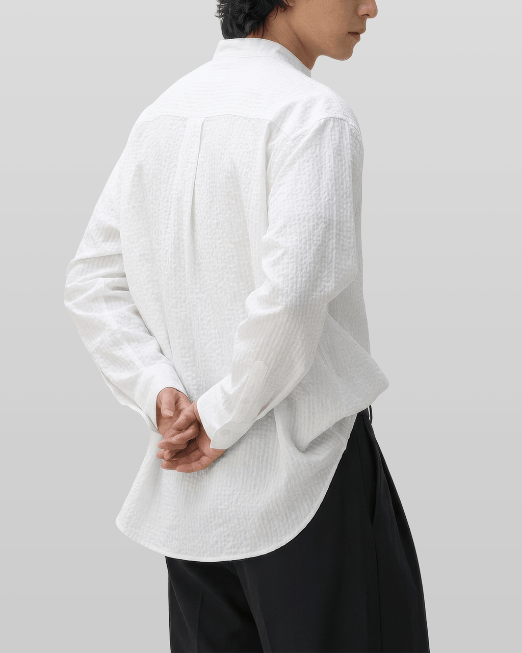 Seersucker Pullover Button-Tab Shirt