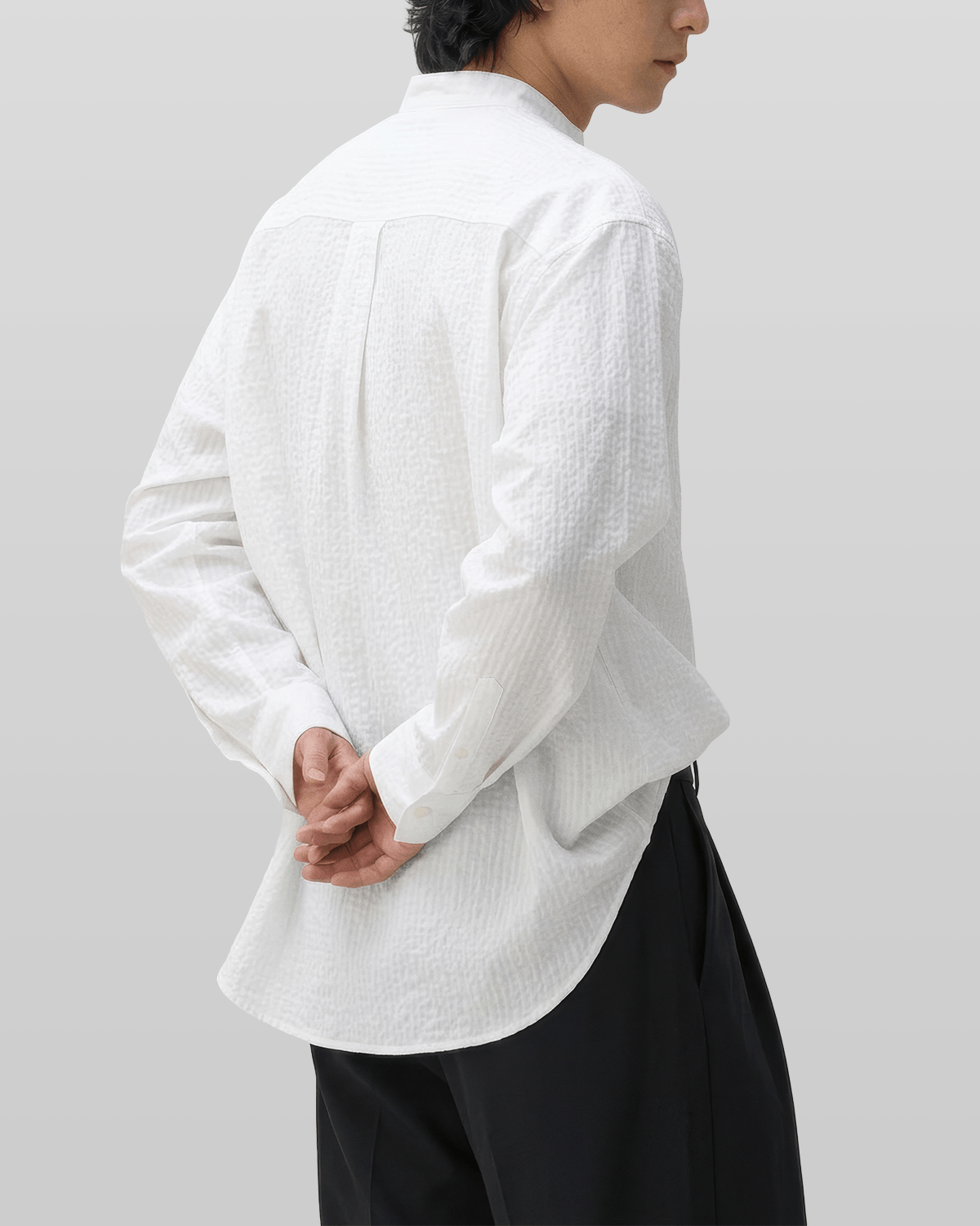 Seersucker Pullover Button-Tab Shirt