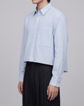 Seersucker Striped Cropped Shirt