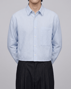 Seersucker Striped Cropped Shirt