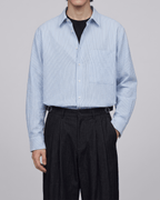 Seersucker Striped Cropped Shirt