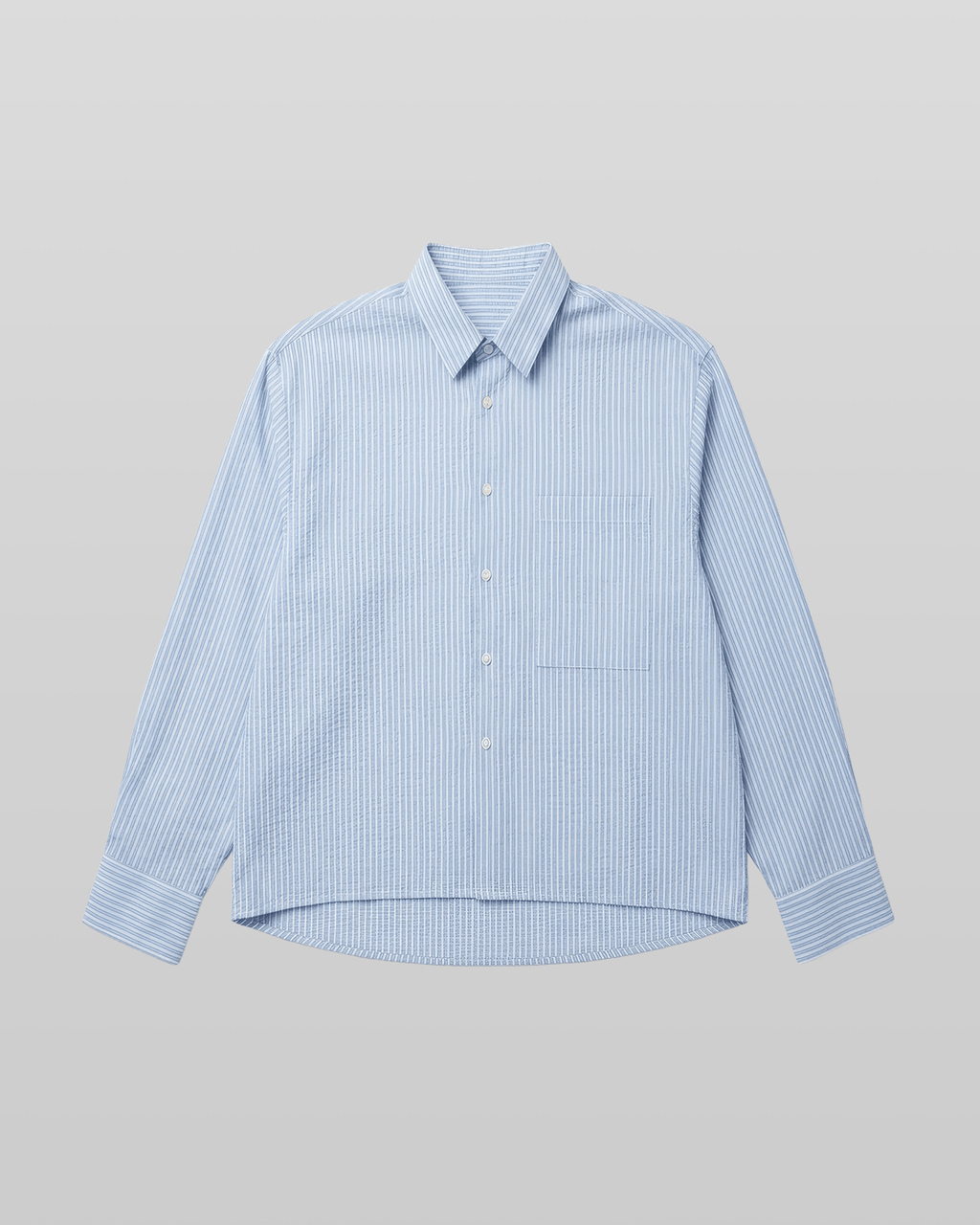 Seersucker Striped Cropped Shirt
