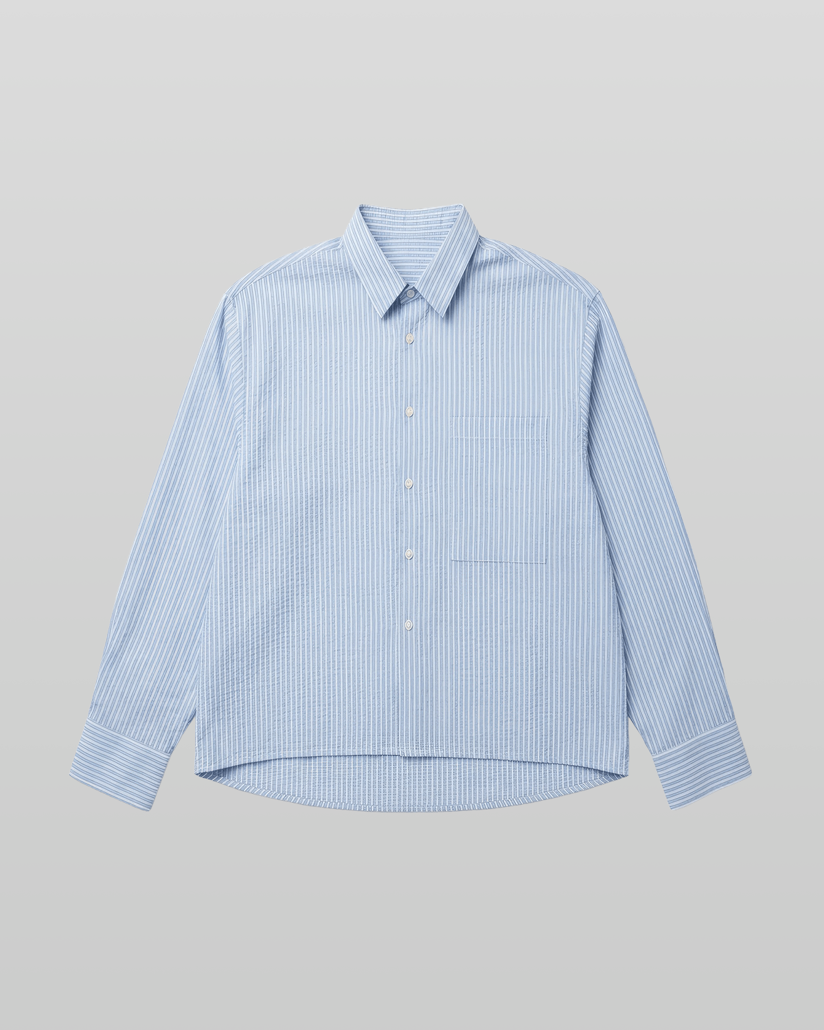 Seersucker Striped Cropped Shirt