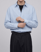 Seersucker Striped Cropped Shirt