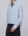 Seersucker Striped Cropped Shirt