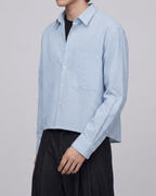 Seersucker Striped Cropped Shirt