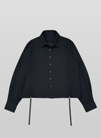 Shirring Shirt Black front - cleanfit minimal - UNPROVEN