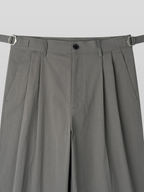 Pleated Pants Olive-Gray front - cleanfit minimal - UNPROVEN