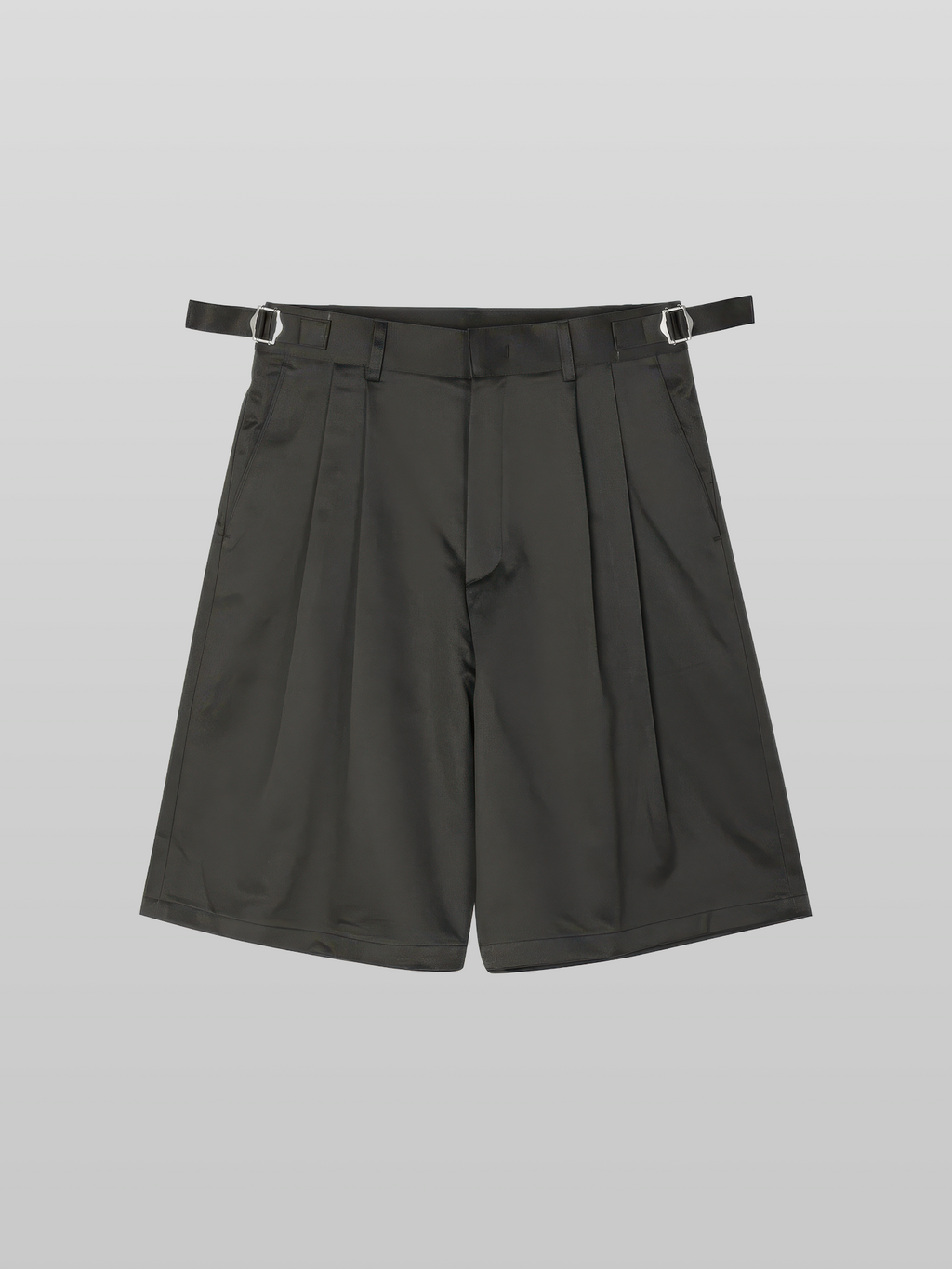 Side-Buckle Pleated Shorts