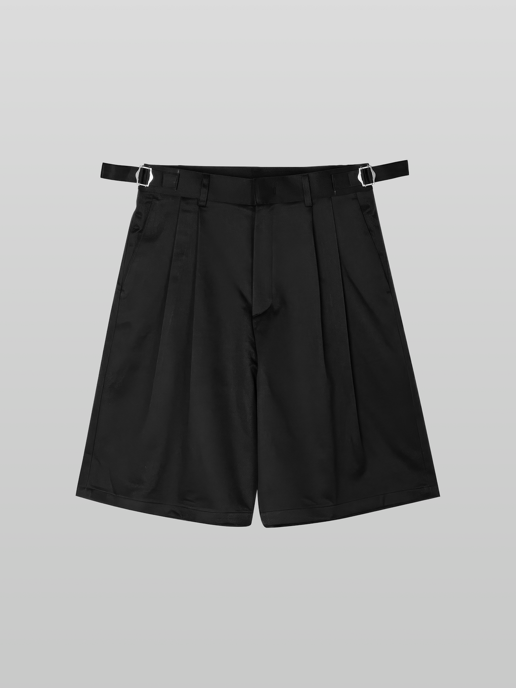 Side-Buckle Pleated Shorts