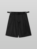 Side-Buckle Pleated Shorts