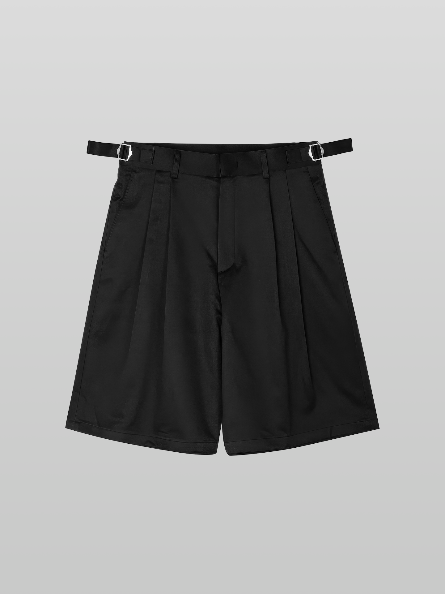 Side-Buckle Pleated Shorts